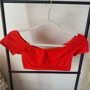 Orange off the shoulder crop top tank